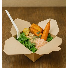 Caja Americana Cartón de Bambú Kraft 16x14x6,5cm 1800ml (50 Uds)