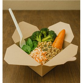 Caja Americana Cartón de Bambú Kraft 14x12x6,5cm 1300ml (50 Uds)