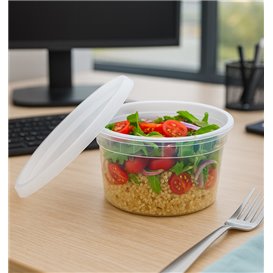 Envase de Plástico PP con Tapa Transparente “Deli Range” 480ml (40 Uds)