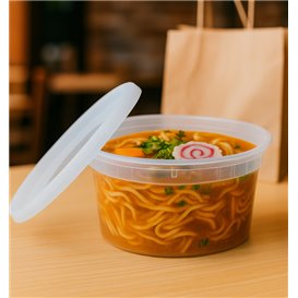 Envase de Plástico PP con Tapa Transparente “Deli Range” 480ml (40 Uds)