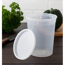Envase de Plástico PP con Tapa Transparente “Deli Range” 960ml (40 Uds)