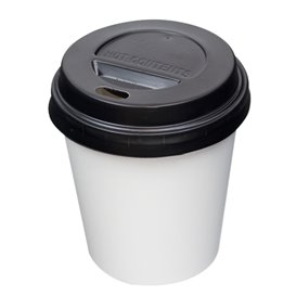 Tapa Travel con Agujero PS para Vaso Cartón Negra Ø6,2cm (1.000 Uds)