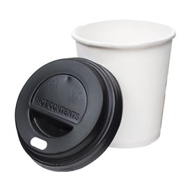Tapa Travel con Agujero PS para Vaso Cartón Negra Ø6,2cm (1.000 Uds)