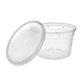 Envase de Plástico PP con Tapa Transparente “Deli Range” 480ml (40 Uds)