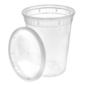 Envase de Plástico PP con Tapa Transparente “Deli Range” 960ml (240 Uds)