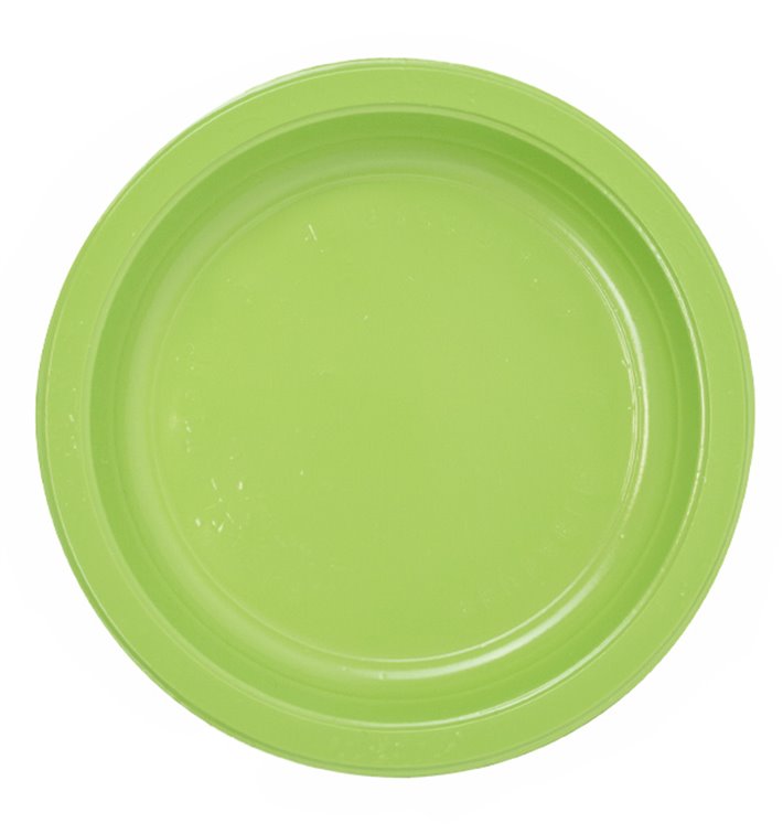 Plato de Plástico PS Reutilizable Llano Verde Lima Ø165mm (450 Uds)
