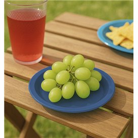 Plato de Plástico PS Reutilizable Llano Azul Oscuro Ø165mm (25 Uds) Plato de Plástico PS Reutilizable Llano Azul Oscuro Ø165mm (25 Uds)