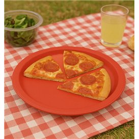 Plato de Plástico PS Reutilizable Llano Rojo Ø220mm (25 Uds)