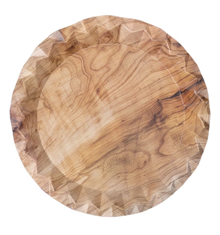 Plato de Cartón Impresión Madera "Bali" Ø23cm 345g/m² (50 Uds)