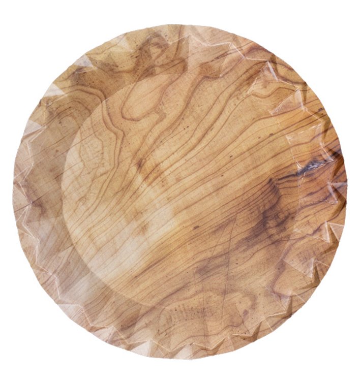 Plato de Cartón Impresión Madera "Bali" Ø18cm 290g/m² (50 Uds)