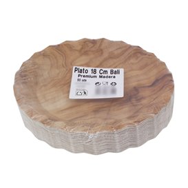 Plato de Cartón Impresión Madera "Bali" Ø18cm 290g/m² (500 Uds)