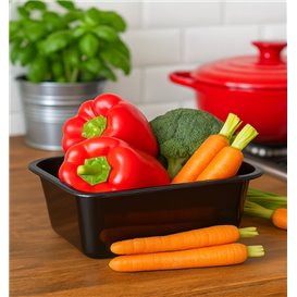 Envase Rectangular Plástico PP Negro 750ml 17,6x12,4x6cm (50 Uds)