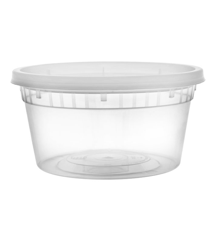 Envase de Plástico PP con Tapa Transparente “Deli Range” 370ml (40 Uds)