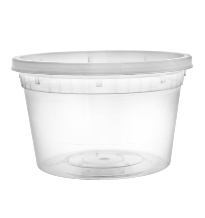 Envase de Plástico PP con Tapa Transparente “Deli Range” 460ml (40 Uds)