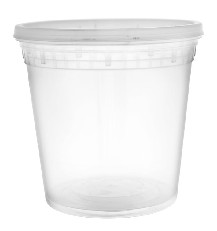 Envase de Plástico PP con Tapa Transparente “Deli Range” 710ml (40 Uds)