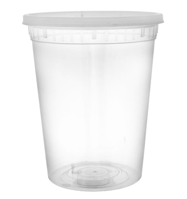 Envase de Plástico PP con Tapa Transparente “Deli Range” 920ml (240 Uds)