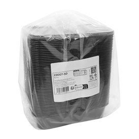 Envase Rectangular Plástico PP Negro 500ml 17,6x12,4x4cm (500 Uds)