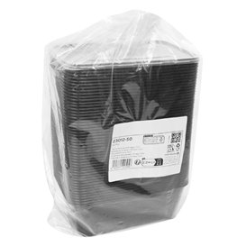 Envase Rectangular Plástico PP Negro 750ml 17,6x12,4x6cm (50 Uds)