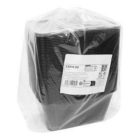 Envase Rectangular Plástico PP Negro 1.000ml 17,6x12,4x7cm (50 Uds)