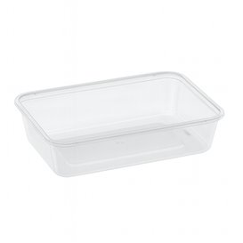 Envase Rectangular Plástico PP Transparente 500ml 17,4x11,6x3,5cm (25 Uds)
