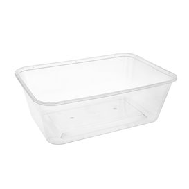 Envase Reutilizable Rectangular de Plástico PP Transparente 750ml 17,6x12,4x6,0cm (50 Uds)