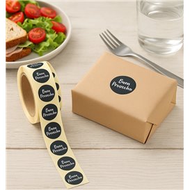 Rollo Adhesivo Circular "Buen Provecho" Ø2,5cm (1 Uds)