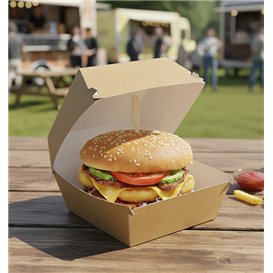 Caja Hamburguesa Mega Kraft Doble Cierre 15,5x15,5x10cm (200 Uds)