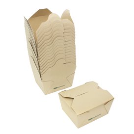 Caja Americana Cartón de Bambú Kraft 10,7x9x6,5cm 700ml (50 Uds)