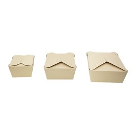 Caja Americana Cartón de Bambú Kraft 10,7x9x6,5cm 700ml (50 Uds)