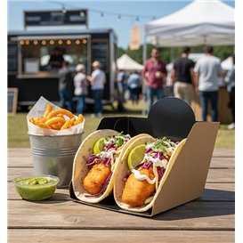 Pala de Cartón para Hamburguesa 12x12x10cm (25 Uds) Pala de Cartón para Hamburguesa 12x12x10cm (25 Uds)