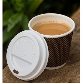 Tapa Travel con Agujero PS para Vaso Cartón Blanca Ø6,2cm (50 Uds)