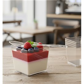 Cuchara degustación Reutilizable PS Transparente 10 cm (100 Uds)