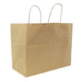 Bolsa Papel Kraft con Asa Rizadas 80g/m² 32+16x26cm (25 Uds)