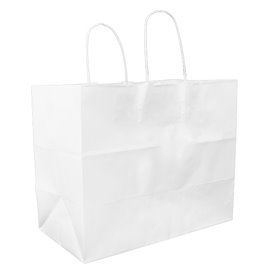 Bolsa Papel Blanca con Asa Plana 80g/m² 32+16x27cm (25 Uds)