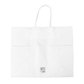 Bolsa Papel Blanca con Asa Plana 80g/m² 32+16x27cm (25 Uds)