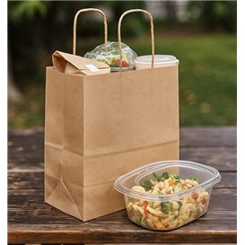 Bolsa de Papel Kraft con Asas Rizadas 80 g/m² 22+10x28cm (25 Uds)