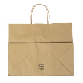 Bolsa de Papel Kraft con Asas Rizadas 80 g/m² 32+16x26cm (25 Uds)