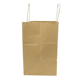 Bolsa de Papel Kraft con Asas Rizadas 80 g/m² 32+16x26cm (25 Uds)