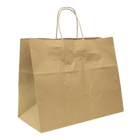 Bolsa de Papel Kraft con Asas Rizadas 80 g/m² 32+16x26cm (25 Uds)