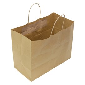 Bolsa de Papel Kraft con Asas Rizadas 80 g/m² 32+16x26cm (25 Uds)