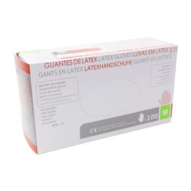 Guantes de Látex sin Talco Blanco Talla M AQL 1.5 (1000 Uds)