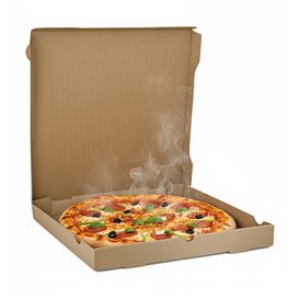 Caja de Cartón para Pizza Kraft 30x30x4cm (100 Uds) Caja de Cartón para Pizza Kraft 30x30x4cm (100 Uds)