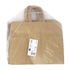 Bolsa de Papel Kraft con Asas Rizadas 80 g/m² 32+16x26cm (25 Uds)
