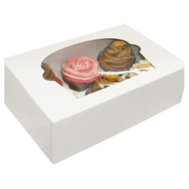 Caja con Soporte para 6 Cupcakes Blanca B-20 (100 Unidades)