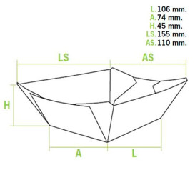 Barqueta 350ml Cartoncillo 15,6X13,2X3,6cm (50 Uds)