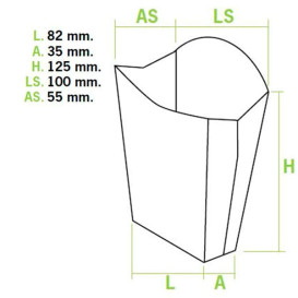 Caja Blanca para Fritas Mediana 8,2x4,2x12,5cm (25 Uds)