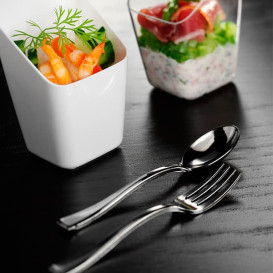 Mini Tenedor de Plastico Metalizado 100mm (100 Uds)