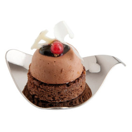 Plato Degustacion con Asa Plateado 8x1,9cm 