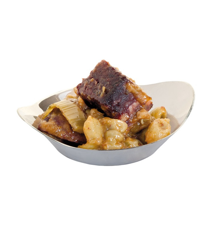 Bol Degustacion Plastico Ovalado Plateado 30ml 8x2cm 