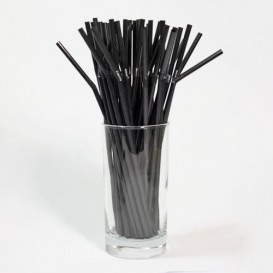 Pajita de Plastico Flexible Negra Ø5mm 21cm (20000 Uds)